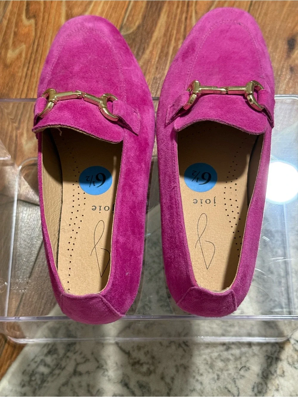 Kids Suede Slip-On Loafers in Bright Pink